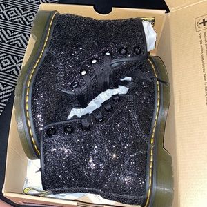 Black glitter dr marten boots